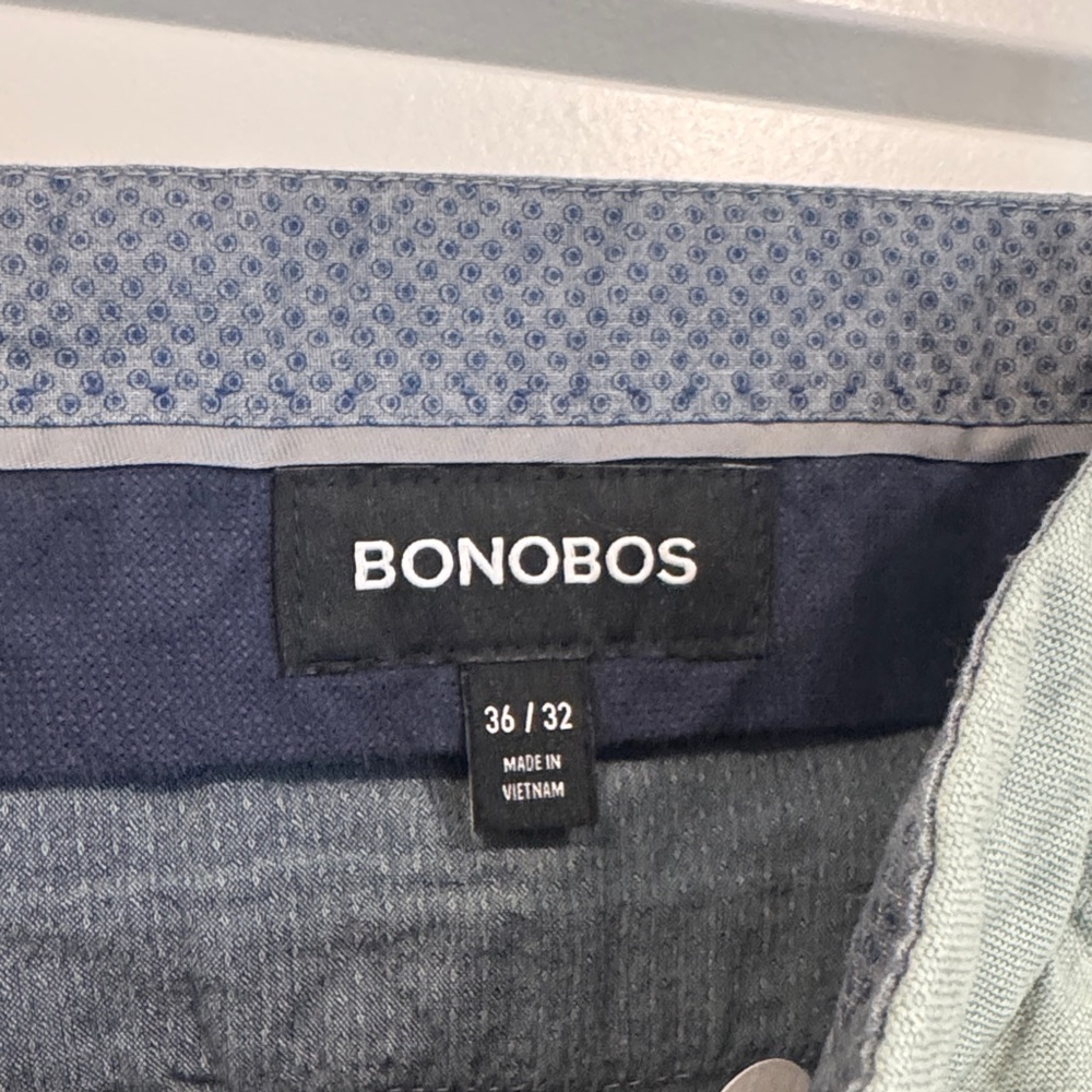 Bonobos Men's Slim Sage Light Green Chinos 36x32 Cotton Linen NWOT - Picture 2 of 6